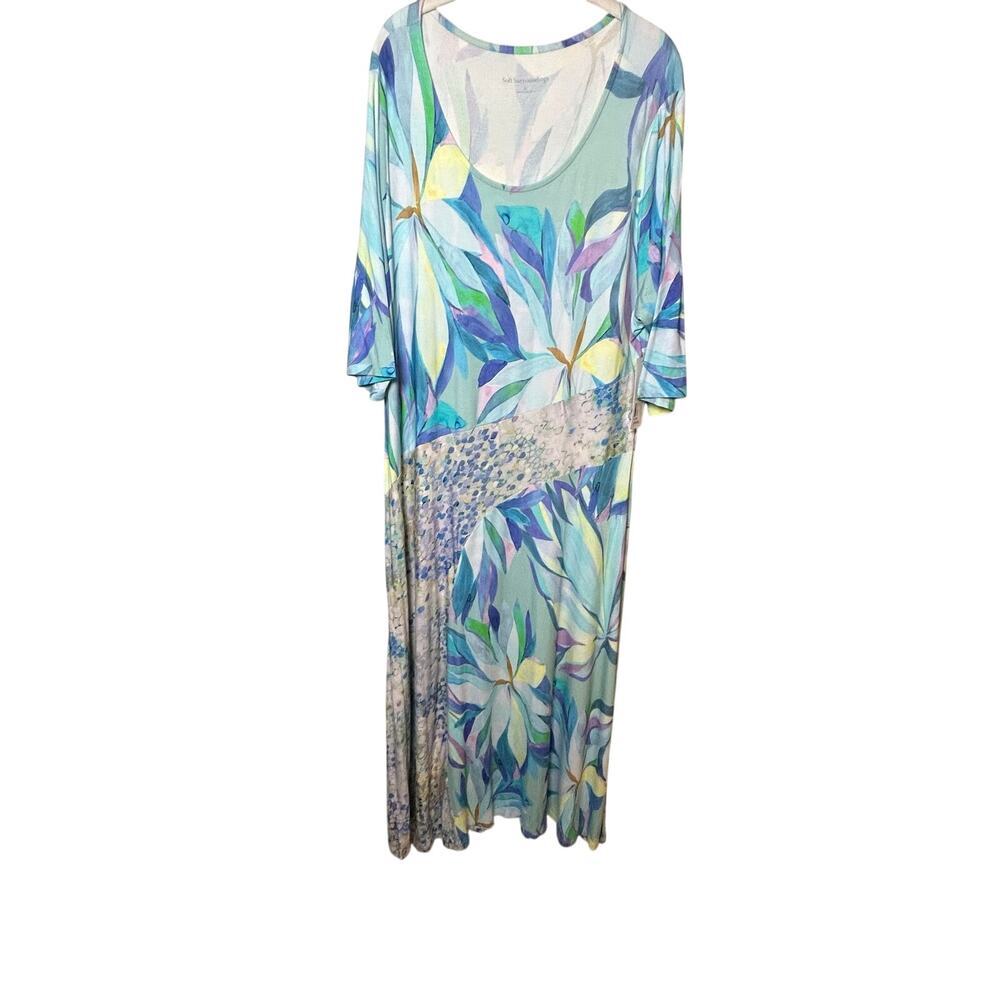 Soft Surroundings NWT Stella jersey painterly blue 3/4 sleeve maxi dress size 2X